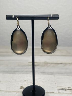 Alexis Bittar Smoky Lucite Organic Drop Earrings Gunmetal Tone